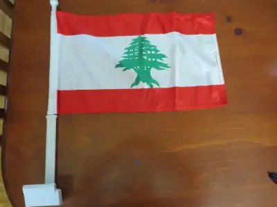 Lebanon Car Flag. 100% Polyester. New.