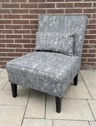 Modern Grey & White Patterned Slipper Chair with Lumbar Pillow, View more