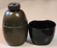Vintage British Army Canteen Water Bottle with Cup - 1965-1966