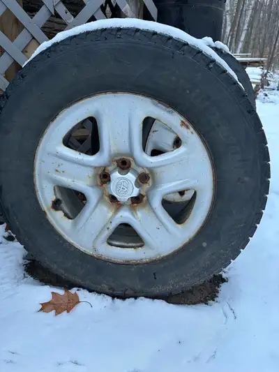 Winter tires and rims …tires have a little life left… they we’re on a Toyota Venza… $125 or best off...