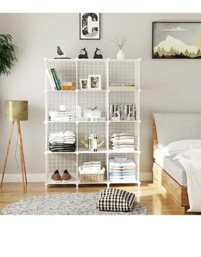 This used wire storage cube is a versatile solution for organizing your space. Featuring a grid desi...