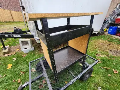 Hirsh Garage Mancave Work Bench W Shelve W 2 Wheels For Moving, View more