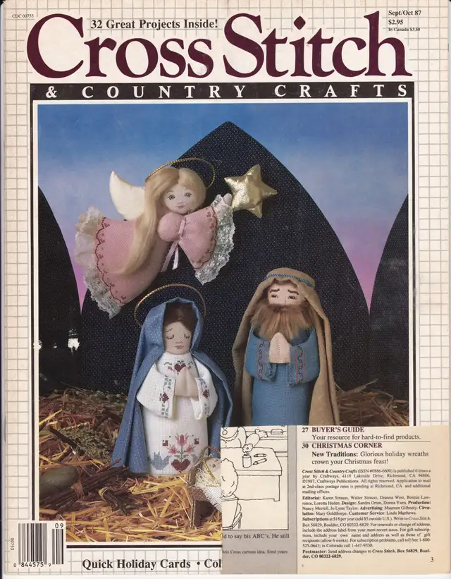 CROSS STITCH AND COUNTRY CRAFTS MAGAZINE Sept/Oct 1987