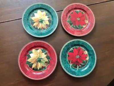 4 Christmas Poinsettia Sakura Holiday Abundance Dinner Plate, View more