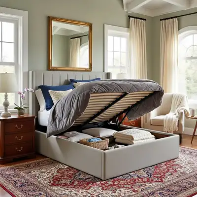 Deep Storage Bed | Lift Up Bed | Beautiful Headboard Brand new, View more