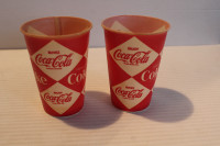 2 verres cirés Coca Cola Coke  1950s 4 pouces
