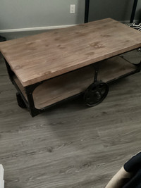 Antique industrial cart style coffee table