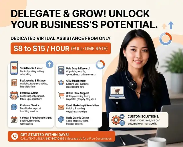 Virtual Assistant Service $8/hr!!! Call Now!!!