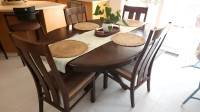 Solid rubber tree wood kitchen table and chairs