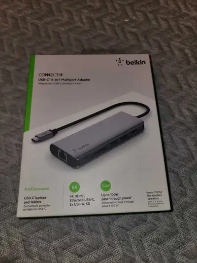 Brand new 6 in 1 adapter 4K HDMI, Ethernet,USB C, 2x USB A,SD Up to 100W total power connection For...