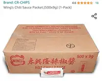 WING'S FOOD HOT CHILI SAUCE PACKETS 9GM.$12.50