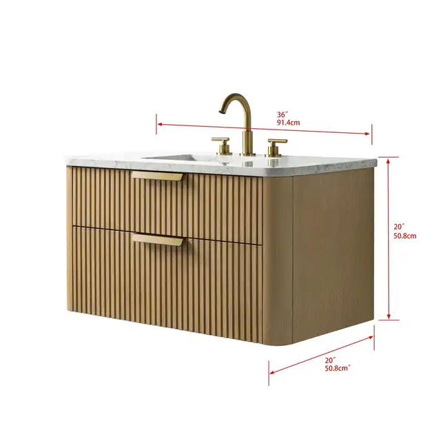 36”W Fluted Wall-Mounted Bathroom Vanity – BOXED NEW in Cabinets & Countertops in Oakville / Halton Region - Image 9