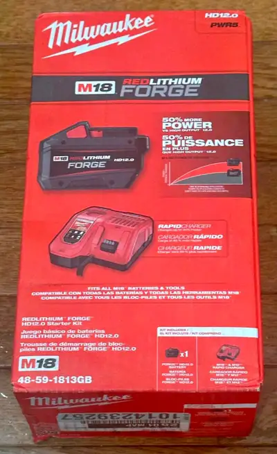 BNIB Milwaukee M18 REDLITHIUM FORGE 12.0Ah+Rapid Chrg 48-59-1813, View more