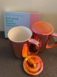 David's Tea pink Irridescent Mugs & Tea Sampler $40 firm 