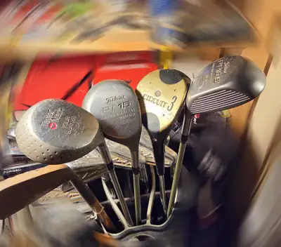 Mixed vintage golf clubs 4 woods Collector items