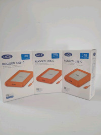 LaCie Rugged 1 ,2 & 5TB USB-C Portable External Hard Drive