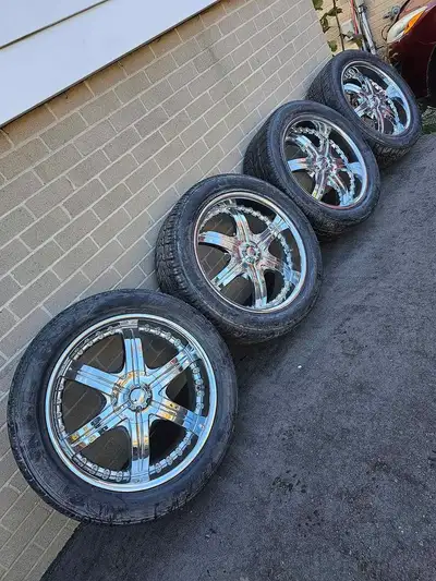 22" CHROME MKW RIMS/TIRES 5X150 TOYOTA TUNDRA SEQUOIA LAND CRUISER LEXUS LX YES AVAILABLE!! NO NEED...