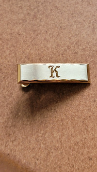 Letter K Engraved Hickok USA Tie Clip Excellent Condition