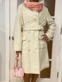 Ladies coat with scarf and purse 