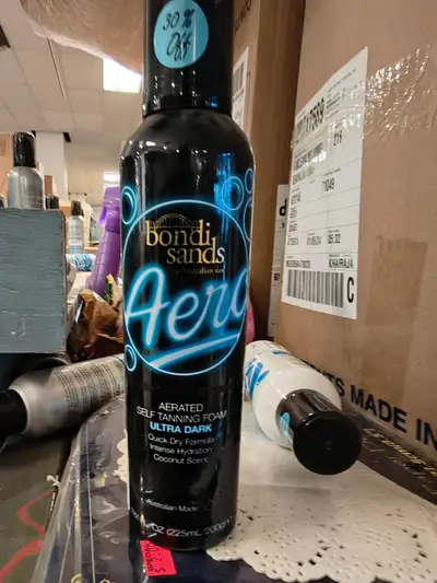 3 kinds to choose from ultra dark (black can is $20, all others are $10 each) Aero Bondi sands brand