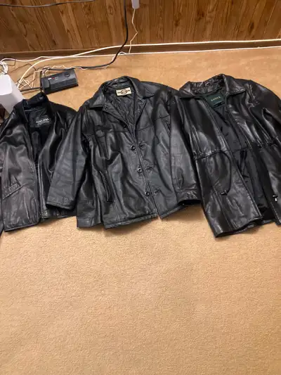 3 men’s black leather jackets ( L L M ) - 30$ for 3, View more