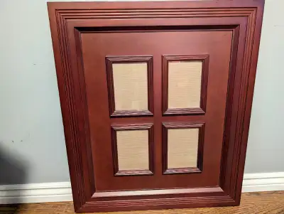 Hardwood Picture frame measures: 27 3/8” by 31 3/8” Beautiful This is a really well made , hardwood...