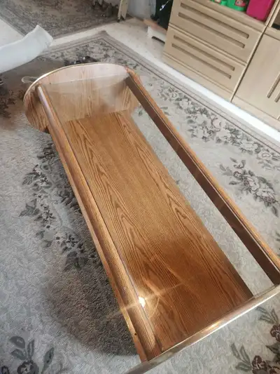Table de salon en chêne et verre, View more