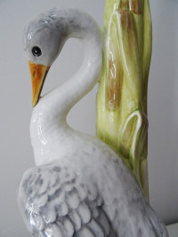 Heron Sculpture CRANE LAMP 21”H porcelain STUNNING coastal decor