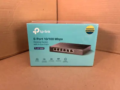 TP-Link 6 Port Fast Ethernet 10/100Mbps PoE Switch 4 PoE+ Ports @67W Plug & Play Sturdy Metal w/Shie...