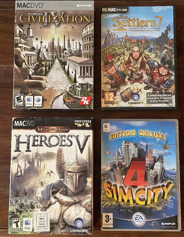 4 Jeux pour MAC (Civilization IV / Heroes V / Sim City 4) in PC Games in City of Montréal