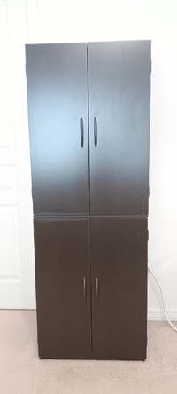 Wooden Cabinet Black 4 doors, 4 tiers
