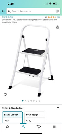 Delxo non-slip 2 step folding ladder -white