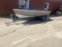 For sale 14f ss  boat with trailer & 25 hp motor