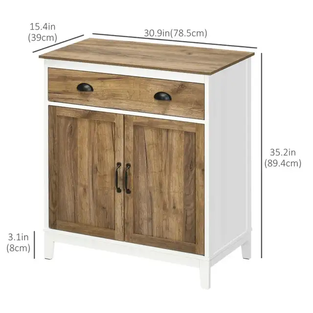 Wood grain Farmhouse Sideboard, Storage Cabinet Drawer 2 Doors  in Hutches & Display Cabinets in Markham / York Region - Image 3