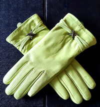 Leather ladies gloves lime green size 7 ⭐ NEW⭐ 