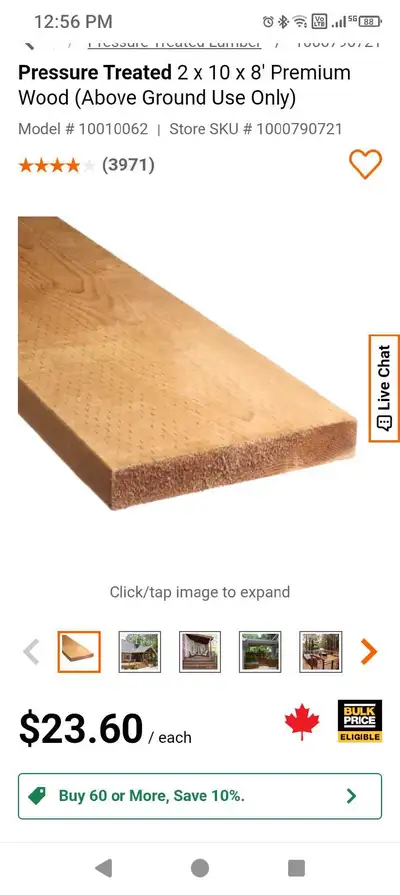 New PT pressure treated lumber 60% off, View more