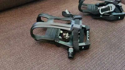 New SPD Pedals - Hybrid Pedal with Toe Clip and Straps, View more