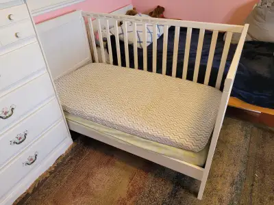 IKEA SUNDVIK white crib + accessories, View more