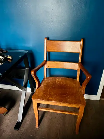Solid Oak Antique Office Chair, View more