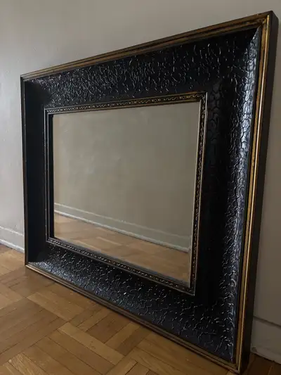 Large Mirror with wooden frame 37.5 by 32 - $69, View more