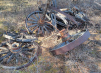 Antique wooden wagon wheels