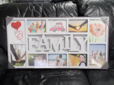 New White Family Collage Photo Frame. $30.00. Cash only. No Delivery. The Family collage frame fits...