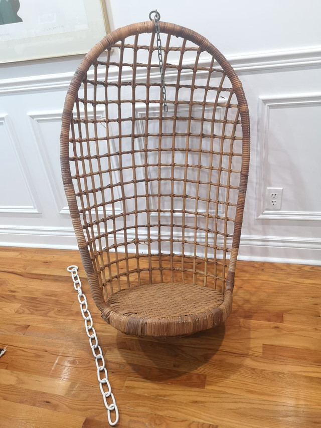 Vintage Boho Chic Rattan Hanging Swing Chair in Chairs & Recliners in Oshawa / Durham Region - Image 3