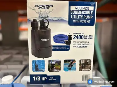 SUPERIOR 1/3 HP UTILITY PUMP - HOSE KIT INCLUDED - $59.00, View more