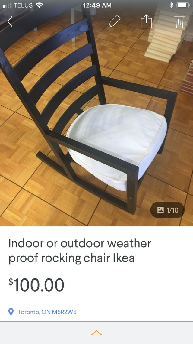 Ikea rocking chair black wood with cushions in Chairs & Recliners in City of Toronto