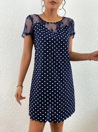 Polka Dot Contrast Lace Dress (Size 12)