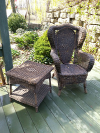Wicker table and chair