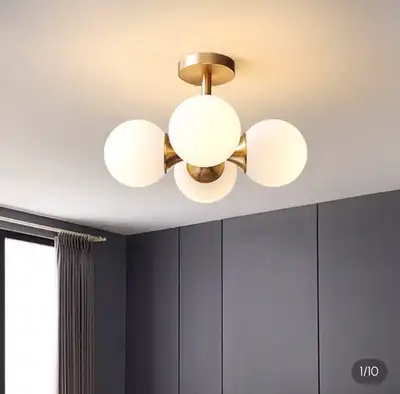 Globerg Brass 4-Light Semi-Flush Mount Ceiling Light, View more