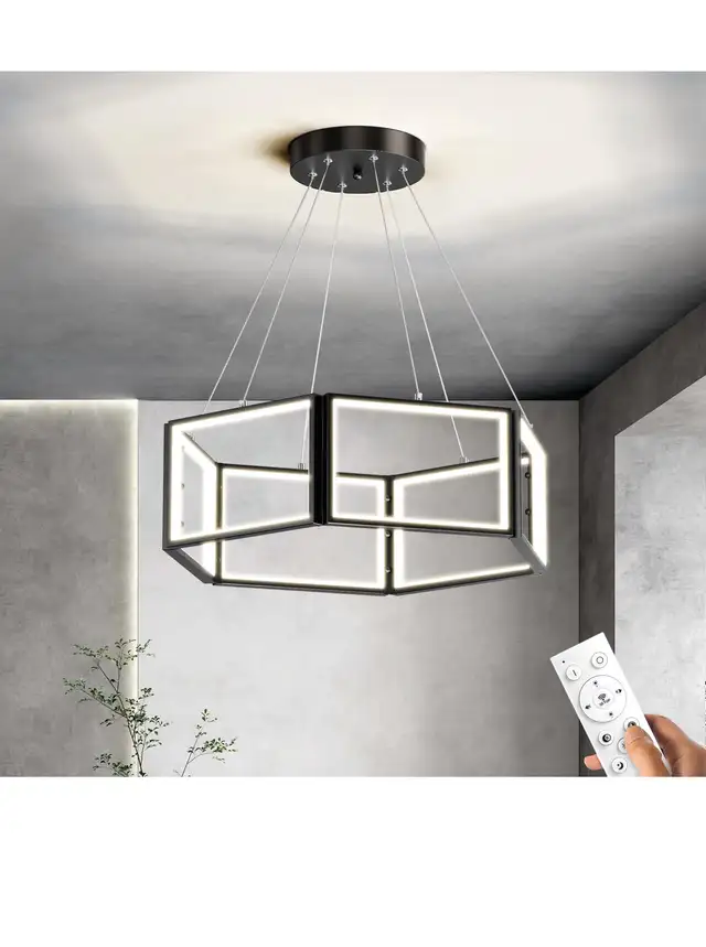 Modern LED Chandeliers, 6 Lights Dimmable LED Chandelier with Re in Indoor Lighting & Fans in Hamilton - Image 2