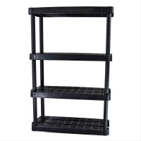 Black plastic storage shelves